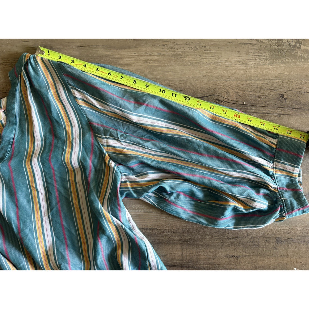 Maeve by Anthropologie Byron Blue Striped Balloon Sleeve Peasant Blouse Medium - Picture 5 of 11